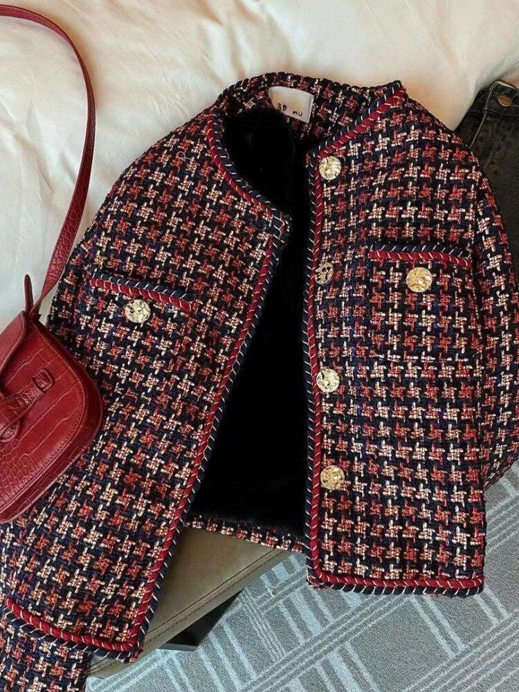 Weave Plaid Tweed Jacket Women - Tweed Blazer - LeStyleParfait