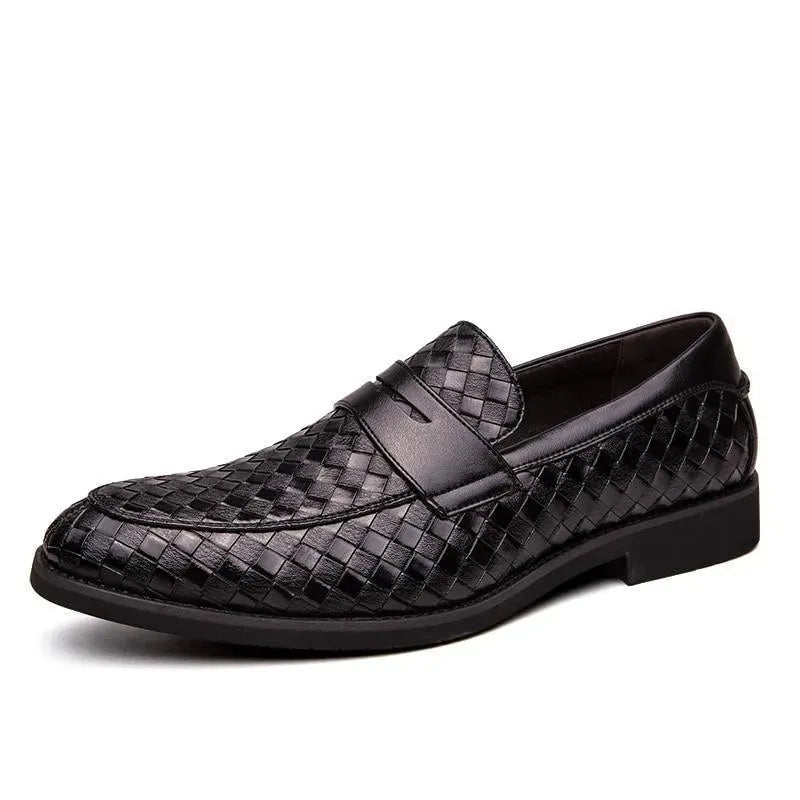 Weaved Penny Loafer Shoes For Men - Loafer Shoes - LeStyleParfait