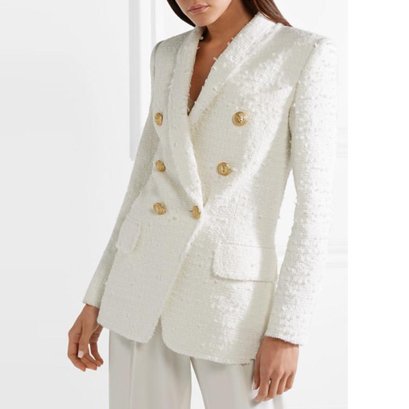 White Tweed Blazer Women - Casual - Plain-Solid - Tweed Blazer - LeStyleParfait