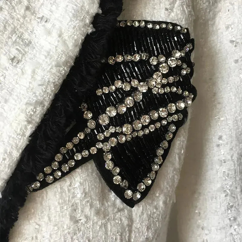 White Tweed Blazer Women - Formal-Business - Plain-Solid - Tweed Blazer - LeStyleParfait