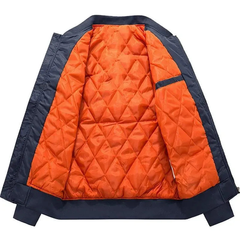 LeStyleParfait Men's Jackets Bomber Jacket Zipper Mandarin Collar Long Sleeves Plain-Solid-Bomber Jacket