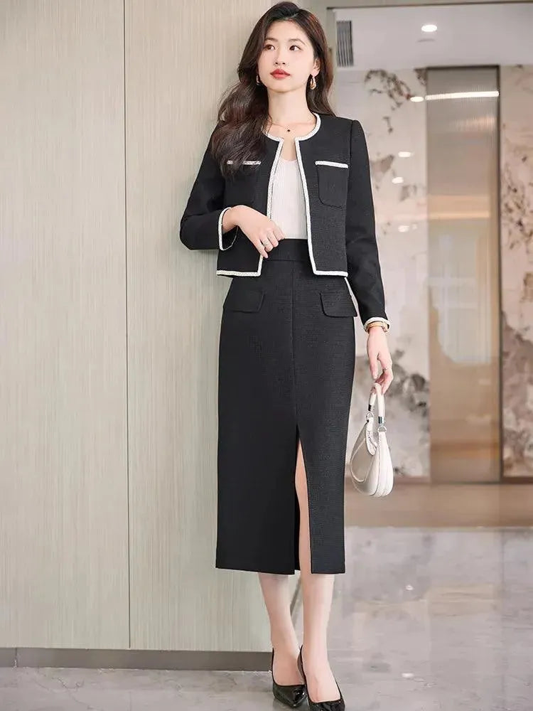 Winter Women Skirt Suit, Long With Front Slit - Skirt Suit - LeStyleParfait