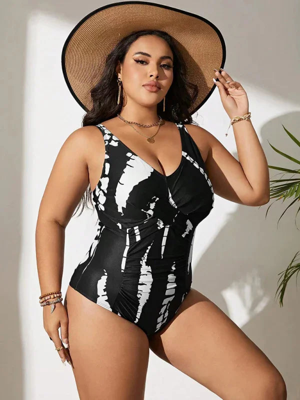 Women Abstract Shaping One Piece Swimsuit fashion image