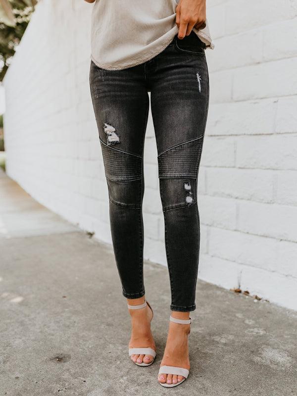 Women Biker Skinny Jeans - Women Jeans - LeStyleParfait