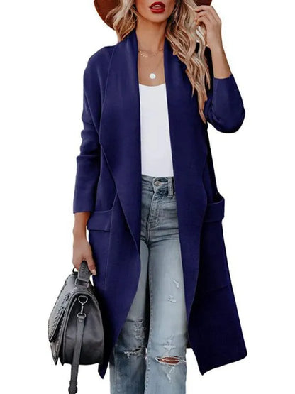 Women Casual Long Slim Woolen Overcoat-Woolen Overcoat-LeStyleParfait