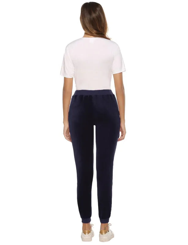 Cozy Women Jogger Pants Casual Velvet Lounge Elastic Waist Relaxed Fit Fall | LeStyleParfait