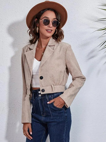 Women Corduroy Crop Jacket-Crop Jacket-LeStyleParfait