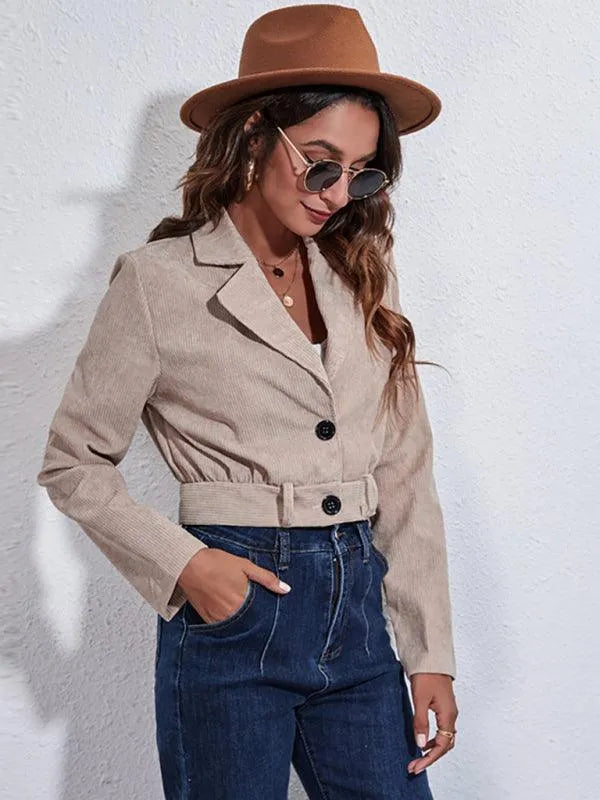 Women Corduroy Crop Jacket-Crop Jacket-LeStyleParfait