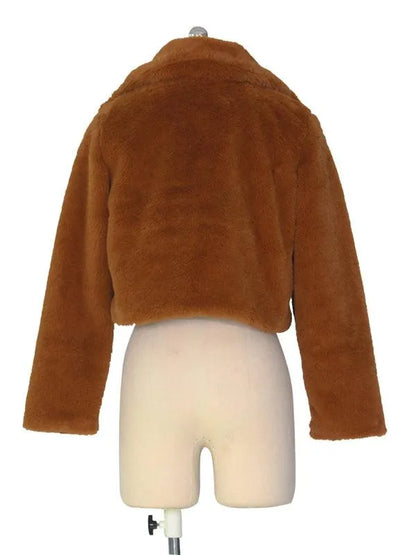 Women Crop Fur Coat-Crop Fur Coat-LeStyleParfait