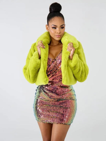 Women Crop Fur Coat-Crop Fur Coat-LeStyleParfait