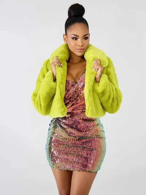 Women Crop Fur Coat - Crop Fur Coat - LeStyleParfait