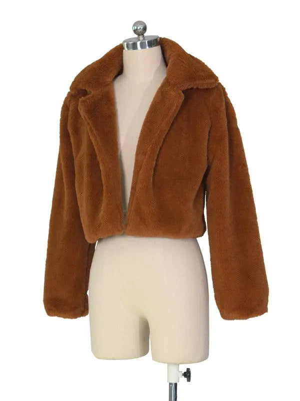 Women Crop Fur Coat-Crop Fur Coat-LeStyleParfait