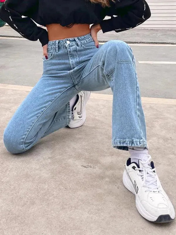 Women Denim Jeans - High Waist Straight-leg - Women Jeans - LeStyleParfait