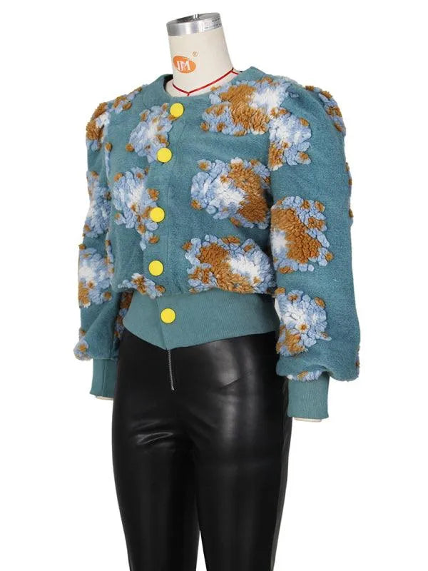 Women Embroidered Flower Short Jacket-Crop Jacket-LeStyleParfait