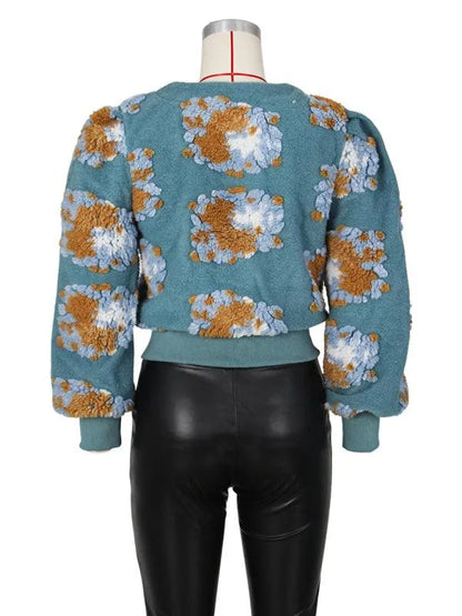 Women Embroidered Flower Short Jacket-Crop Jacket-LeStyleParfait