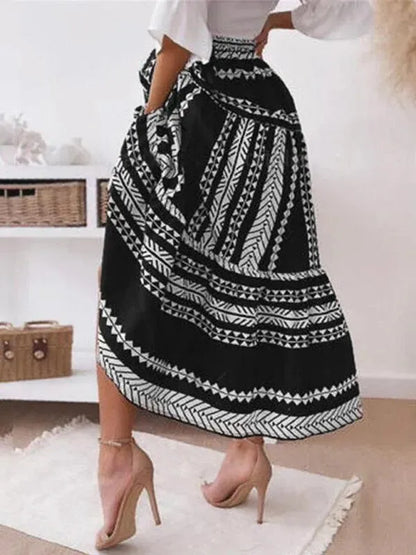 Women Ethnic Style Printed Prairie Skirt - Prairie Skirt - LeStyleParfait