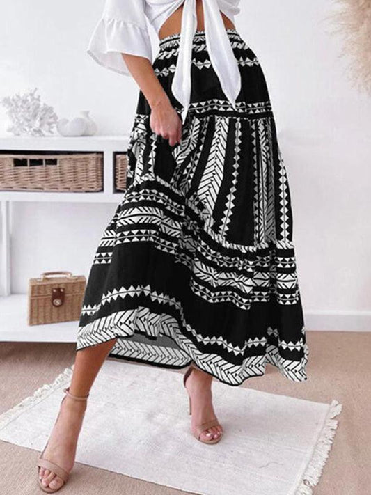 Women Ethnic Style Printed Prairie Skirt - Prairie Skirt - LeStyleParfait