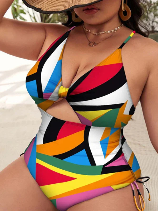 Women Floral Cut Out One Piece Swimsuit fashion image