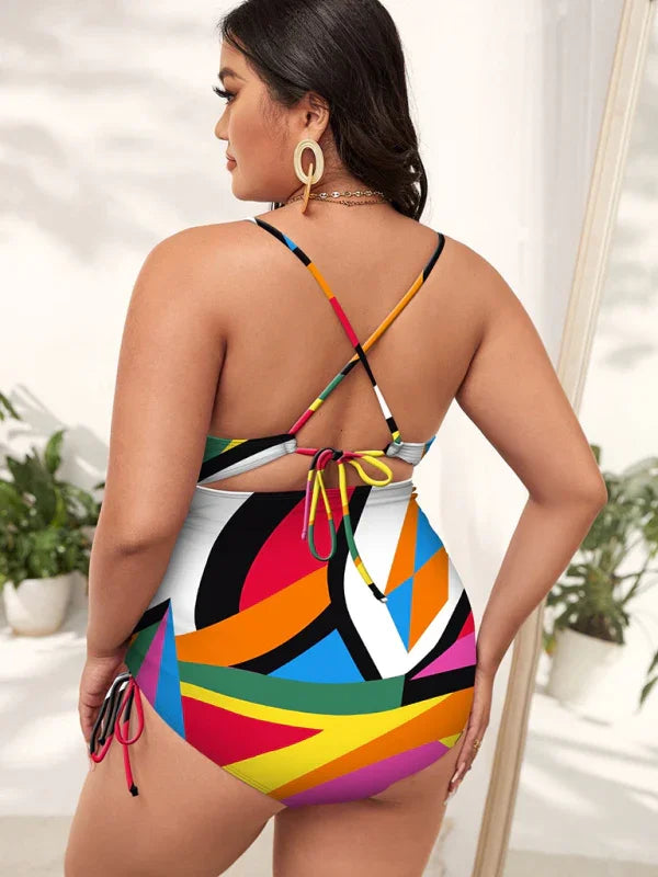 Women Floral Cut Out One Piece Swimsuit