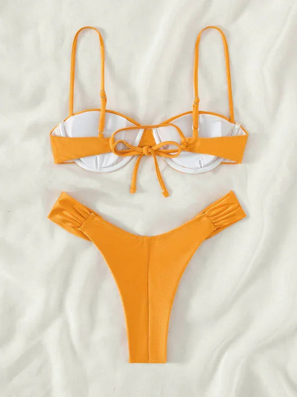 Women Green Underwire Bikini Set