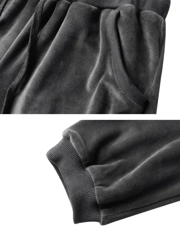 Cozy Women Jogger Pants Casual Velvet Lounge Elastic Waist Relaxed Fit Fall | LeStyleParfait