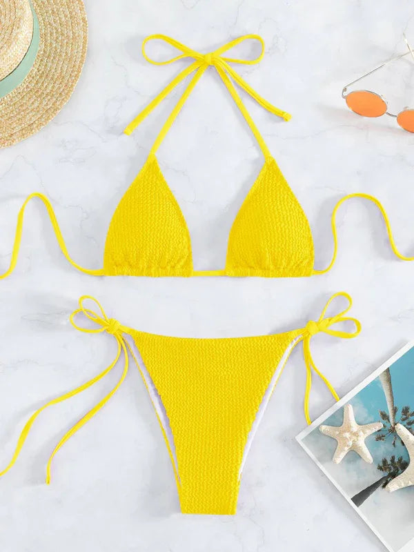 Women Pink String Bikini Set