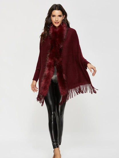 Women's Fur Collar Shawl Wool Coat - Shawl Coat - LeStyleParfait