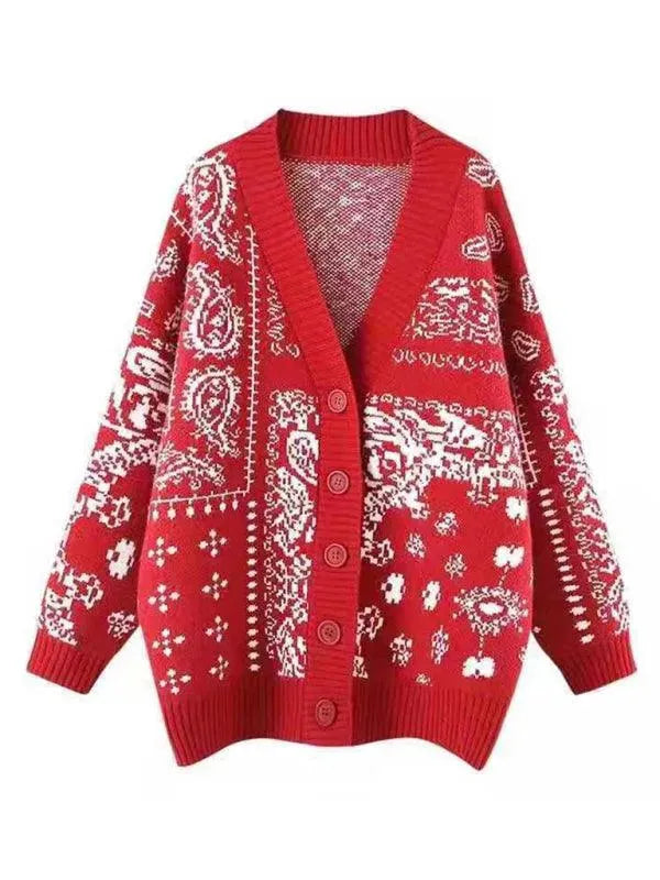 Women’s Snowflake Jacquard Cardigan Sweater – Holiday V-Neck Knit