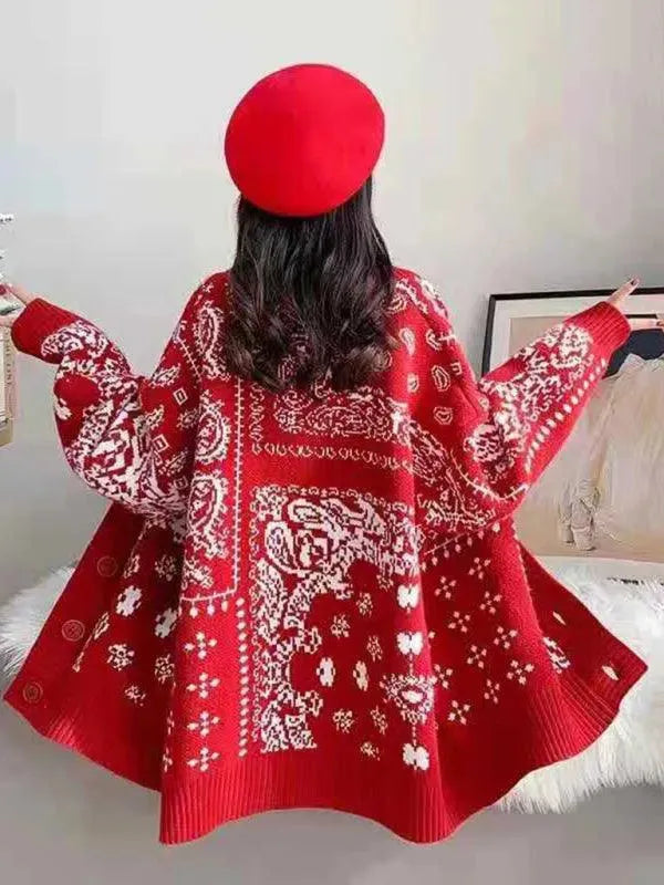 Women’s Snowflake Jacquard Cardigan Sweater – Holiday V-Neck Knit