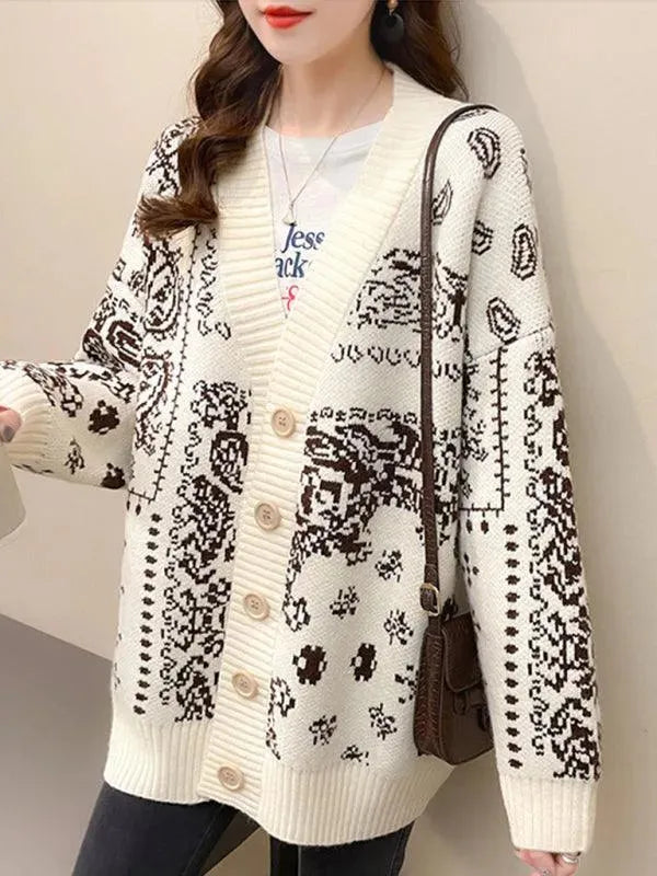 Women’s Snowflake Jacquard Cardigan Sweater – Holiday V-Neck Knit