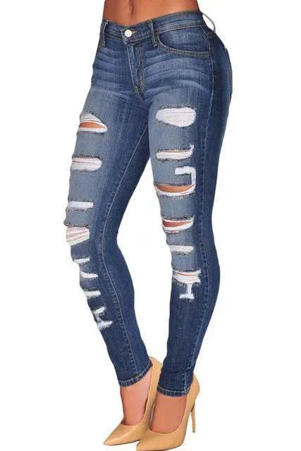 Women Skinny Distressed Stretch Jeans - Women Jeans - LeStyleParfait