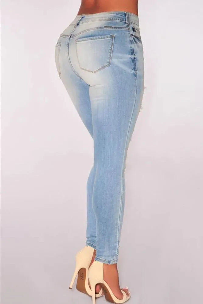 Women Skinny Distressed Stretch Jeans - Women Jeans - LeStyleParfait