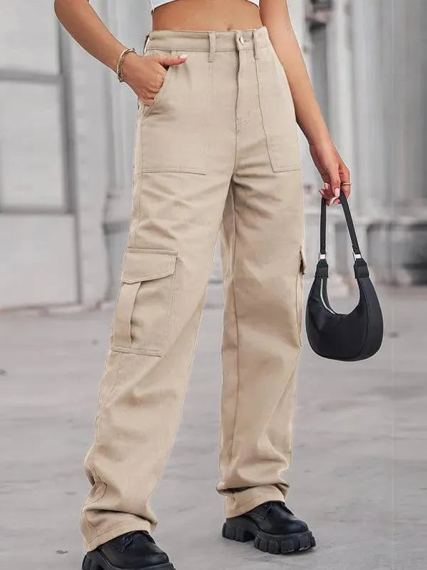 Women Solid Twill Cargo Pants - Cargo Pants - LeStyleParfait