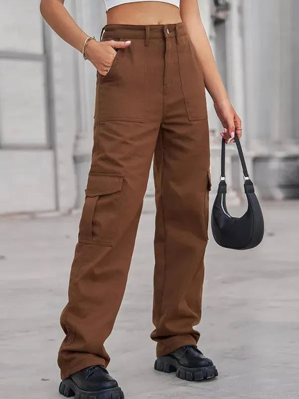 Women Solid Twill Cargo Pants - Cargo Pants - LeStyleParfait