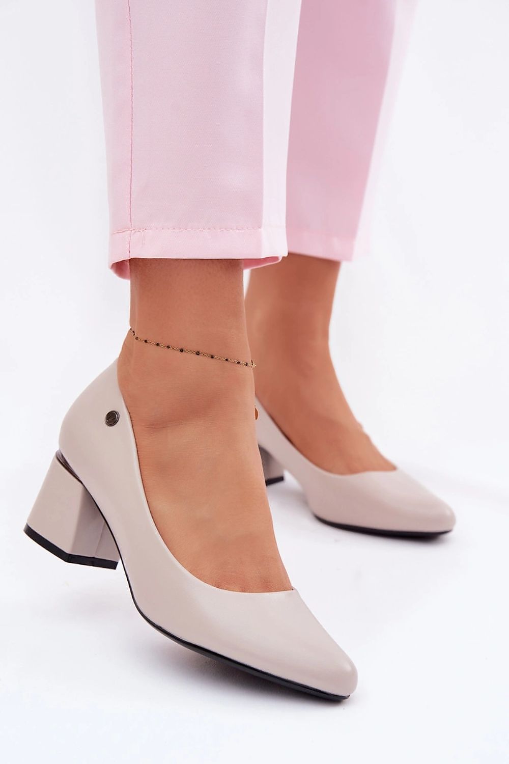 Women's Almond Toe Mid Block Heel Pumps-Pumps Shoes-LeStyleParfait