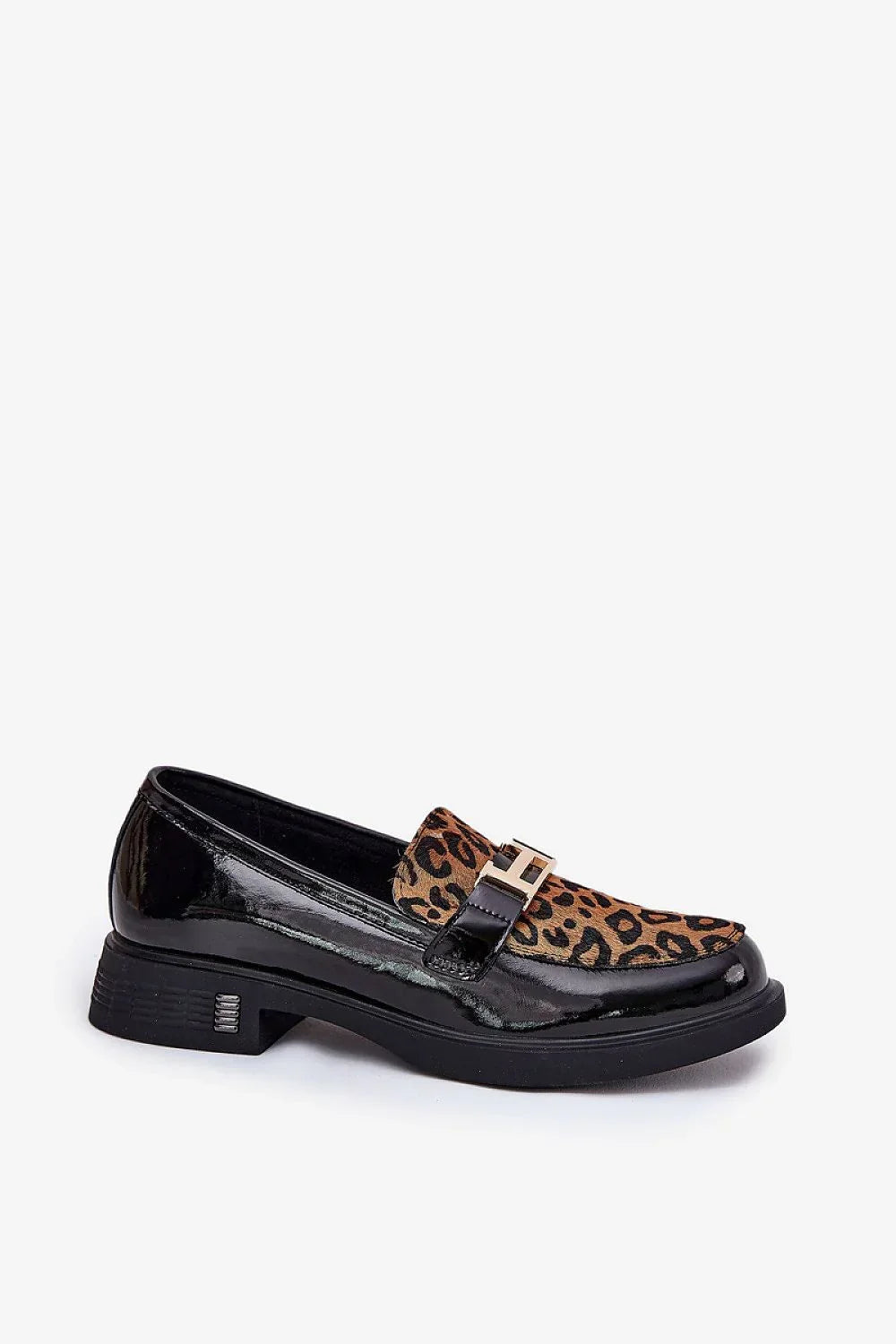 Women’s animal print block heel leather moccasins, comfortable women’s office moccasin loafers