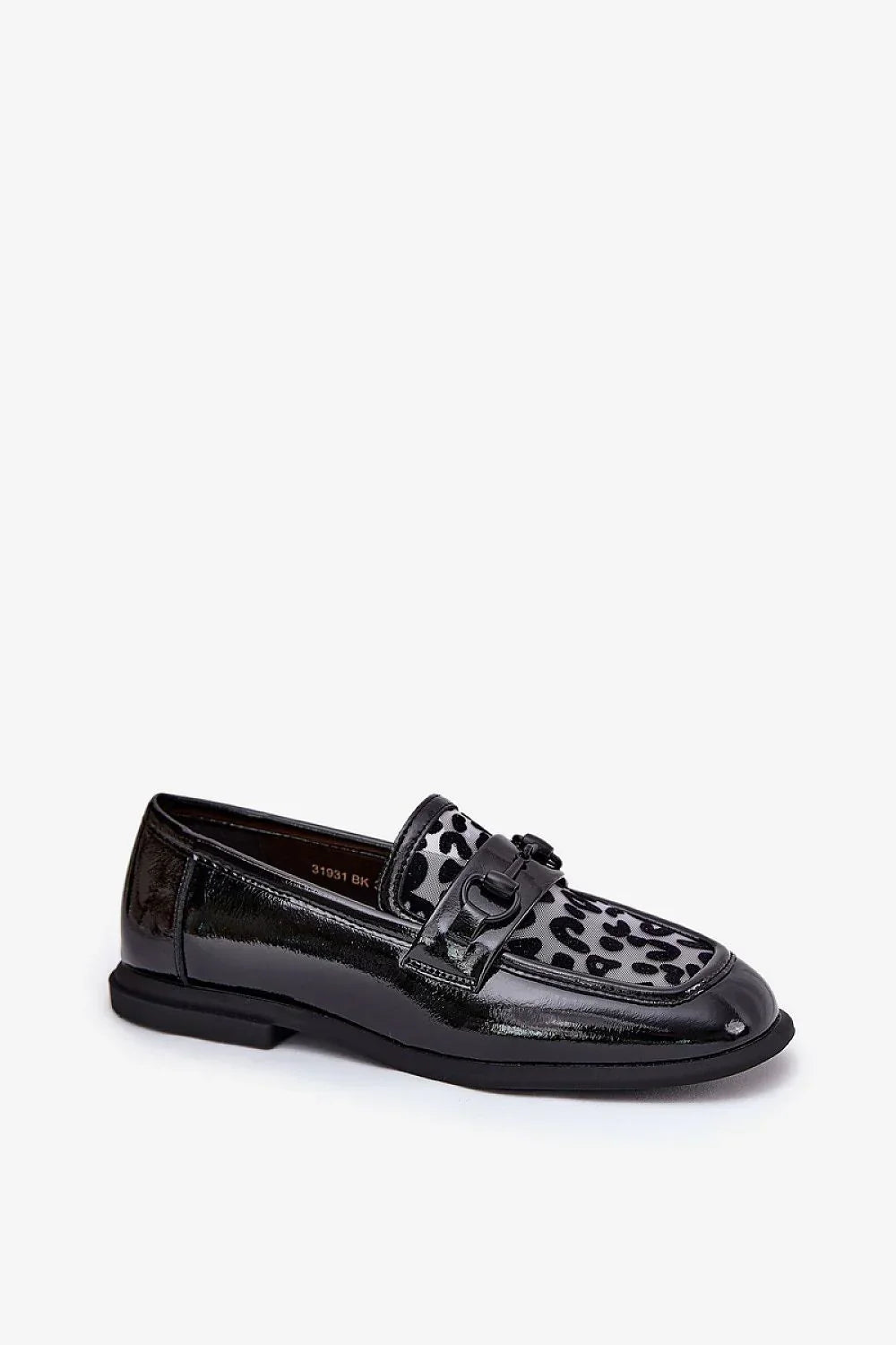 Women’s animal print mesh detail leather moccasins, elegant women’s leather office flats for spring and autumn