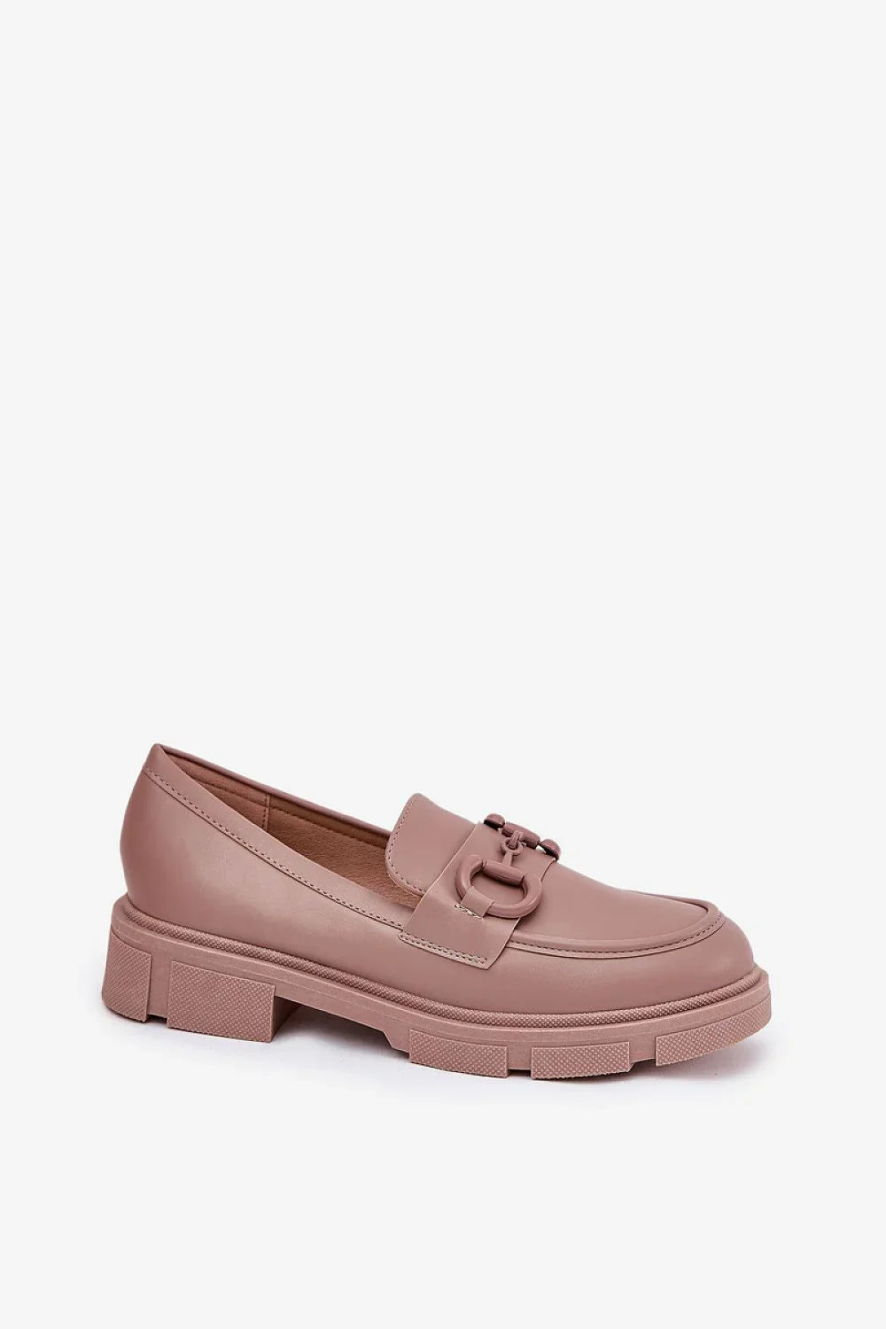 Women’s beige chunky horsebit moccasin loafers, eco friendly women’s chunky loafers with cushioned insole