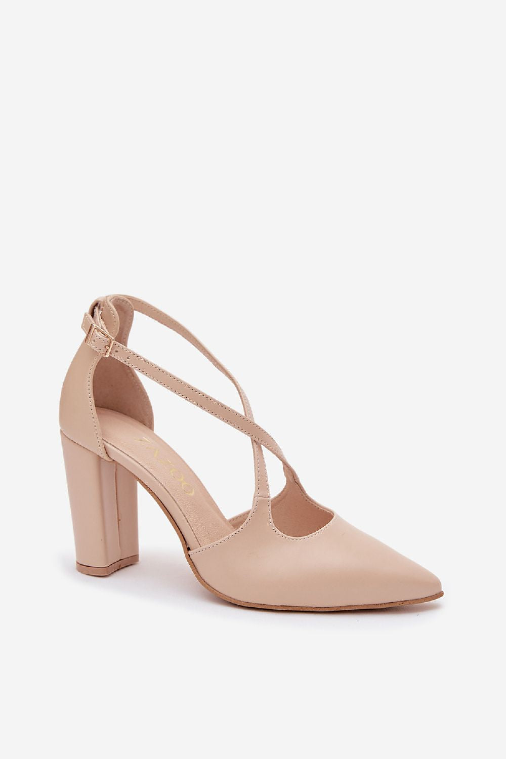 Women's Beige Pointed Toe Block Heel Pumps-Pumps Shoes-LeStyleParfait
