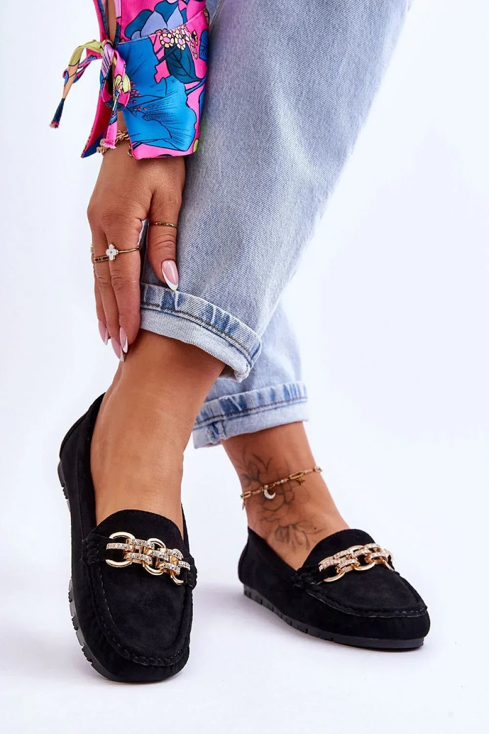 Women’s black horsebit platform moccasin loafers, casual black women’s platform loafers for fall and spring