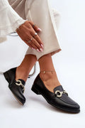 Women’s black leather horsebit moccasin loafers, elegant black women’s horsebit loafers for office and events