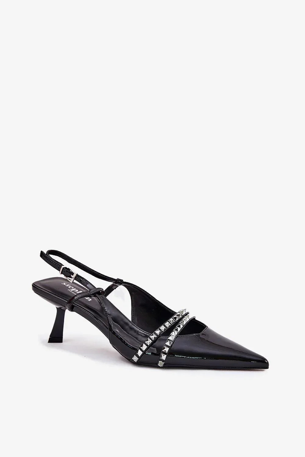 Women's Black Mid Heel Buckle Pumps-Pumps Shoes-LeStyleParfait