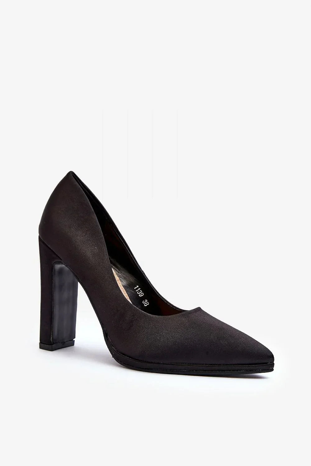 Women's Black Satin-Look Block Heel Pumps-Pumps Shoes-LeStyleParfait