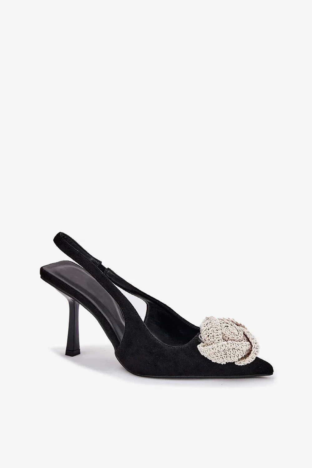 Women's Black Suede Slingback Stiletto Pumps-Pumps Shoes-LeStyleParfait