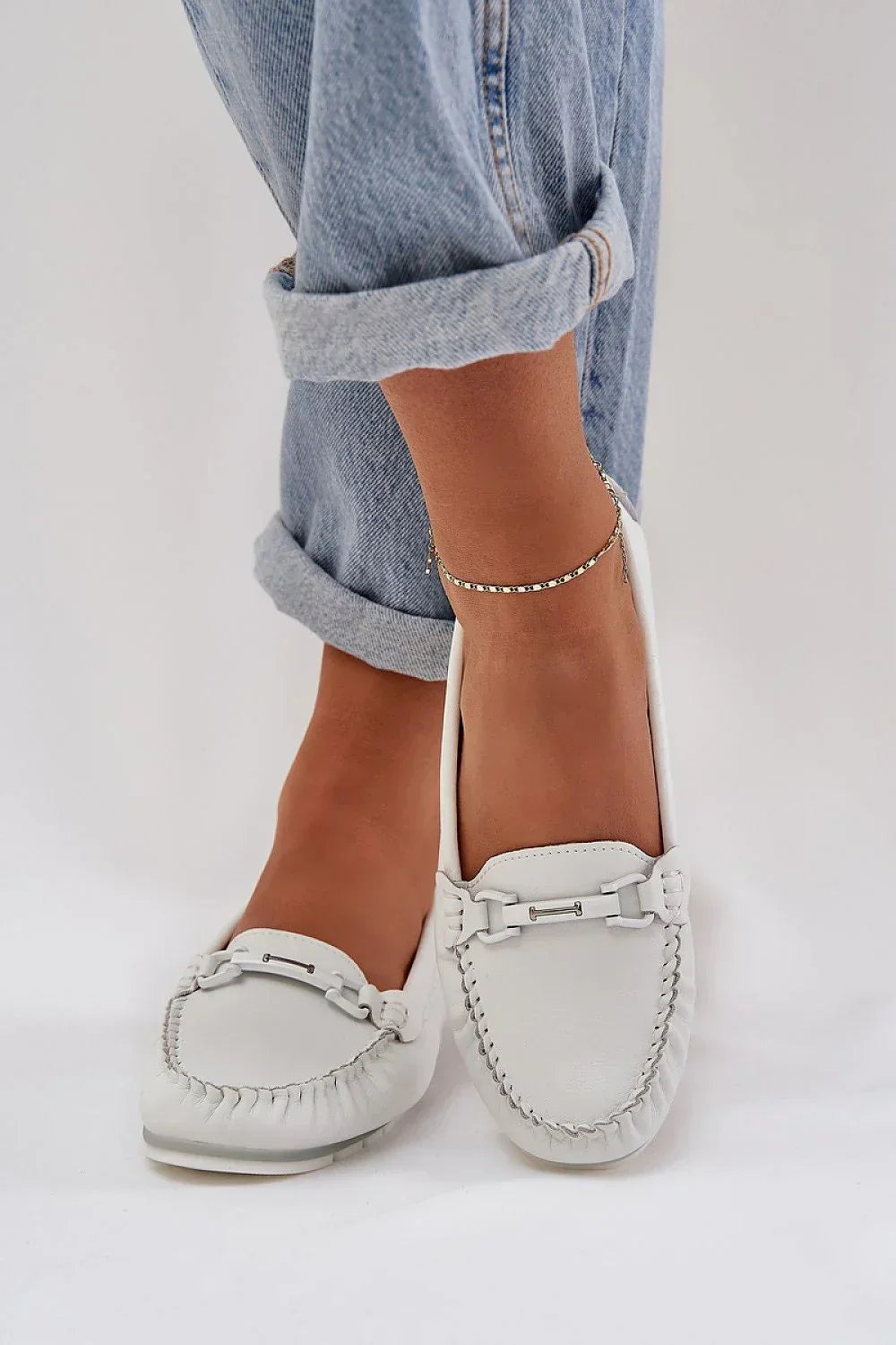 Women’s blue leather driving moccasin loafers, flat casual women’s driving shoes