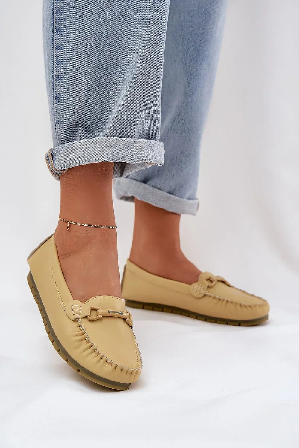 Women’s blue leather driving moccasin loafers, flat casual women’s driving shoes