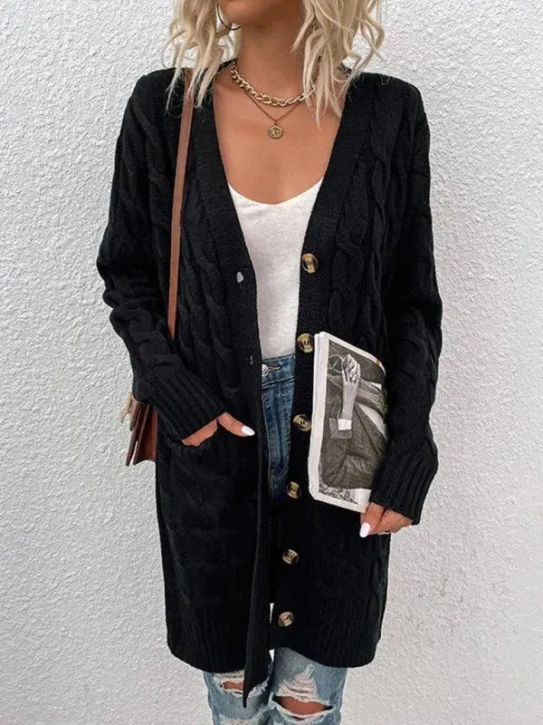 Women’s Cable Knit Longline Cardigan Sweater – Cozy Twist Knit