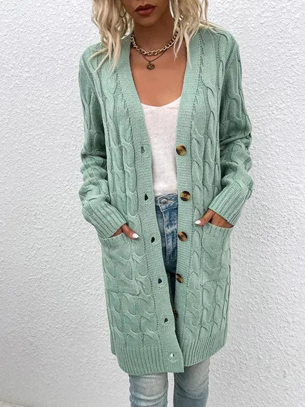Women’s Cable Knit Longline Cardigan Sweater – Cozy Twist Knit