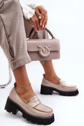 Women’s chunky platform penny moccasin loafers, casual women’s platform loafers for spring and autumn outfits