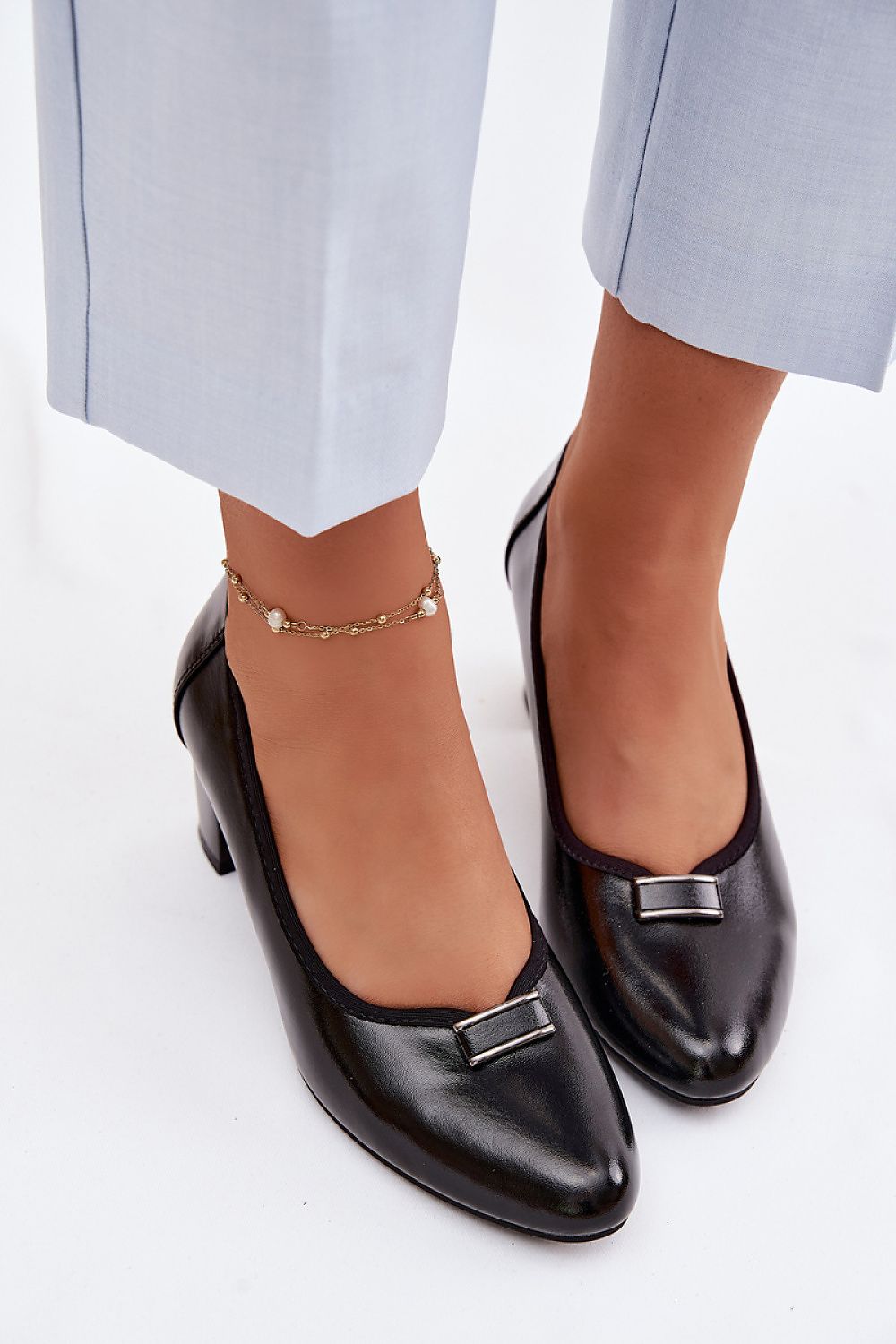 Women's Classic Mid Heel Block Pumps-Pumps Shoes-LeStyleParfait